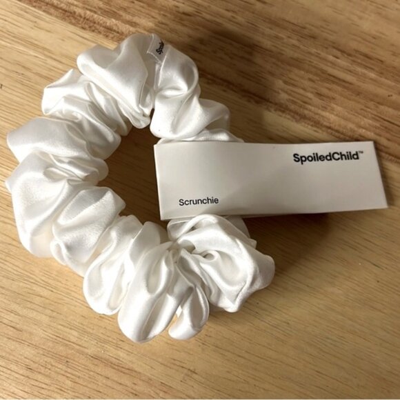 Spoiled Child White Silk Luxe Scrunchie